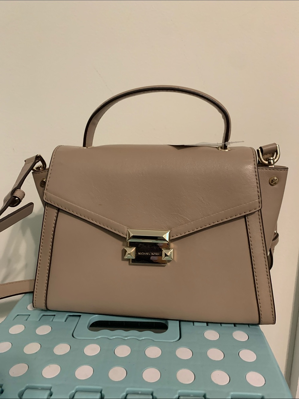 Michael Kors Taupe Top-Handle Satchel with Gold Hardware